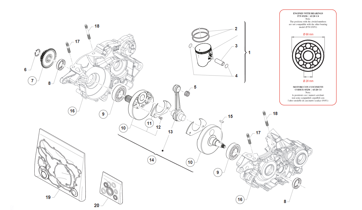 2T 300 2026 - MOTOR - CIGÜEÑAL-PISTON Y CÁRTER (COJINETE 03256 63/28 -C4)